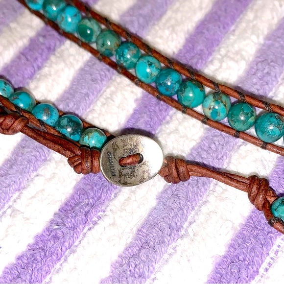 Vintage Chan Luu Turquoise Beads Leather Rope 925 Necklace. *See pics, Read bio* - Picture 1 of 13